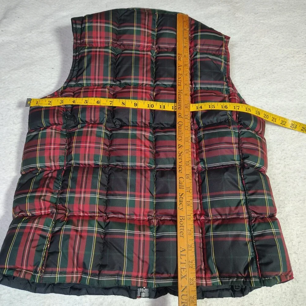 Eddie Bauer Goose Down Vest Womens Plaid Red Green Black Full Zip Puffer - Picture 6 of 16